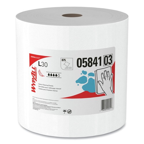 Perforated Roll & Hand Towels | WypAll 05841 875/Roll L30 Wipers Jumbo Roll - White image number 0