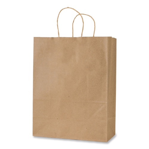 Grocery Bags | Inteplast Group KRFTW8410 Get Reddi 8 in. x 4.5 in. x 10.25 in. No. 60 Basis Weight Twisted Rope Handles Pulse Size Paper Bags - Brown (250/Carton) image number 0