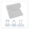 High-Density Trash Bags | Boardwalk Z4833RNKR01 16 Gallon 6 mic 24 in. x 33 in. Perforated Roll High-Density Can Liners - Natural (50 Bags/Roll, 20 Rolls/Carton) image number 4