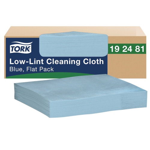 Cleaning Cloths & Wipes | Tork 192481 12 in. x 12 in. 1-Ply  Low-Lint Cleaning Cloth - Blue (250/Carton) image number 0