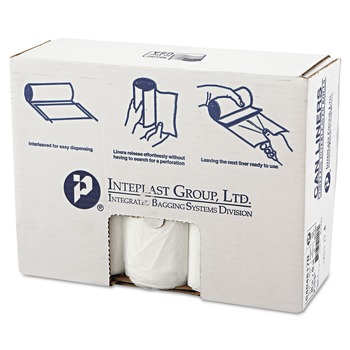 Inteplast Group S404817N 45 gal. 17 microns 40 in. x 48 in. High-Density Interleaved Commercial Can Liners - Clear (25 Bags/Roll, 10 Rolls/Carton)