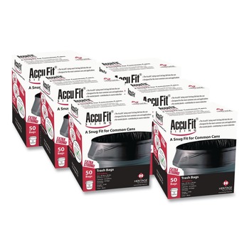  | AccuFit H7450TK RC1 37 in. x 50 in. 0.9 mil 44 Gallon Linear Low Density Can Liners with AccuFit Sizing - Black (50 Bags/Box, 4 Boxes/Carton)