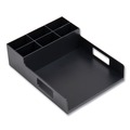 Cutlery Dispensers | Mind Reader PSNAPUT-BLK 15.2 in. x 11.5 in. x 4.45 in. Network Collection Utensil, Napkin and Plate Countertop Plastic Organizer - Black image number 0