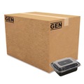 Food Containers & Lids | GEN FCPP-BC-12RECT 5.78 in. x 4.52 in. x 2.24 in. 12 oz. Plastic Microwavable Food Container with Lid - Rectangular Black/Clear (150/Carton) image number 0