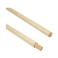 Handles & Braces | Boardwalk BWK122 0.94 in. x 60 in. Threaded End Lacquered Wood Broom Handle - Natural image number 1