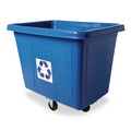 Tilt Trucks | Rubbermaid Commercial FG461673BLUE 500 lbs. Capacity 120 Gallon Polyethylene Recycling Cube Truck - Blue image number 0