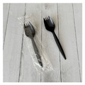 Disposable Sporks | Boardwalk BWKSPORKBLPPIW Mediumweight Wrapped Polypropylene Plastic Spork Cutlery - Black (1000/Carton) image number 3