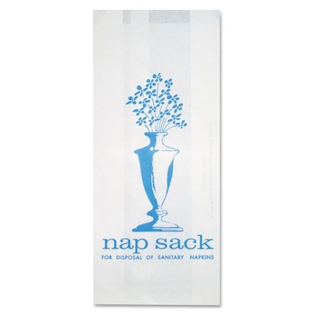 FEMININE CARE DISPENSER LINERS | Bagcraft 300314 Nap Sack 4 in. x 9 in. Sanitary Disposal Bags - White (1000/Carton)