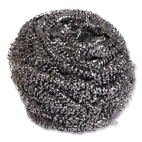 Grill Scrubbers | Boardwalk 84BWK SS 2-1/2 in. x 2-3/4 in. Stainless Steel Scrubber - Steel Gray (12/Carton) image number 0