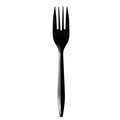 Disposable Forks | Boardwalk BWKFORKBLPP Mediumweight Polypropylene Plastic Fork Cutlery - Black (1000/Carton) image number 1