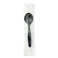Disposable Spoons | Dixie SH53C7 Individually Wrapped Heavyweight Polystyrene Soup Spoons - Black (1000/Carton) image number 1