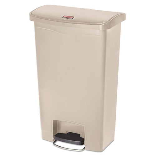 Indoor Waste Receptacles | Rubbermaid Commercial 1883458 Streamline 13-Gallon Resin Front Step Style Step-On Container - Beige image number 0