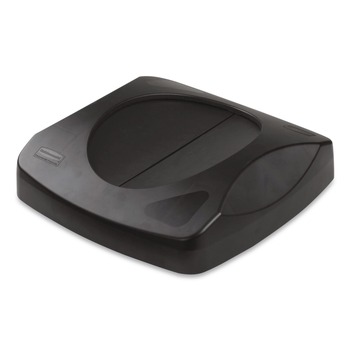 Rubbermaid Commercial FG268988BLA Untouchable 16 in. Square Swing Top Lid - Black