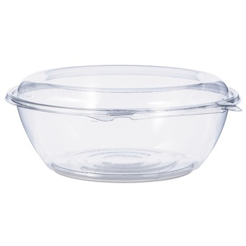 SMALLWARES | Dart CTR48BD 48 oz. 8.9 in. Diameter x 3.4 in. Height Tamper-Resistant/Evident Plastic Bowls with Dome Lid - Clear (100/Carton)