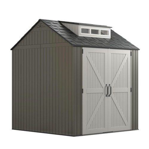 Storage | Rubbermaid 2145548 337 cu-ft. 7 ft. x 7 ft. x 8 ft. Storage Shed - Brown image number 0
