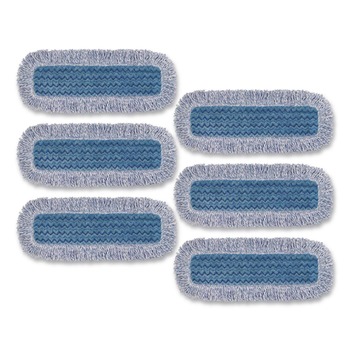 Rubbermaid Commercial FGQ41600BL00 18 in. Nylon/Polyester Microfiber High Absorbency Mop Pad - Blue (6/Carton)