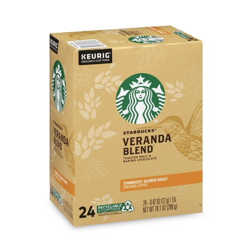 Coffee - Caffeinated | Starbucks 12434950 Coffee K-Cups Pack - Veranda Blend (24/Box) image number 0