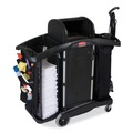 Perforated Roll & Hand Towels | Rubbermaid Commercial FG9T7800BLA High-Security 2-Shelf Housekeeping Cart - Black/Silver image number 2