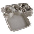 Cup Trays | Chinet 20990 StrongHolder 8 oz. to 44 oz. Molded Fiber Cup/Food Tray - Beige (100/Carton) image number 2