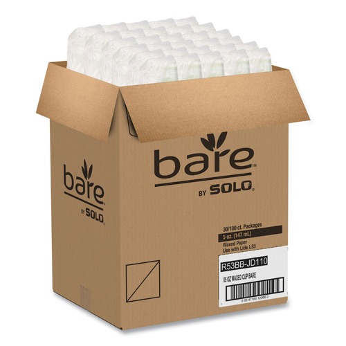 Cups | SOLO R53BB-JD110 Bare 5 oz. Compostable Paper Cold Cups - White (3000/Carton) image number 0