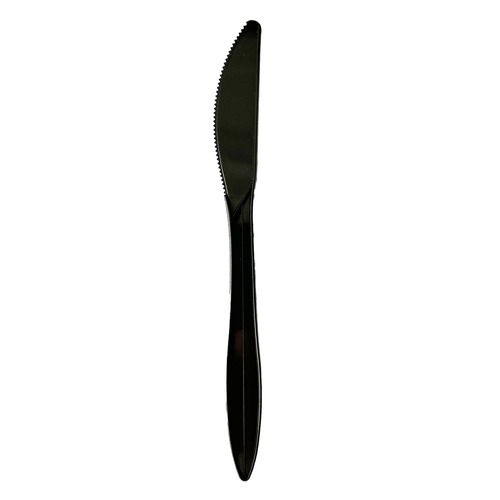 Disposable Knives | Boardwalk BWKKNIFEBLPP Mediumweight Polypropylene Plastic Knife Cutlery - Black (1000/Carton) image number 0