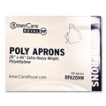 Aprons & Bibs | AmerCareRoyal RPA20 28 in. x 46 in. 1 mil Heavyweight Poly Aprons - One Size Fits All/White (500/Carton) image number 2