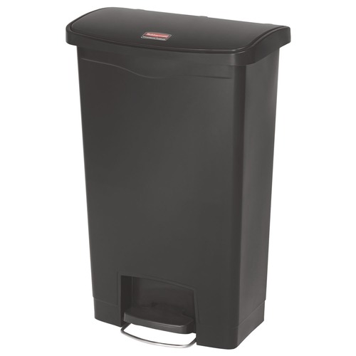 Indoor Waste Receptacles | Rubbermaid Commercial 1883611 Streamline 13-Gallon Front Step Style Resin Step-on Container - Black image number 0