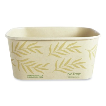 World Centric CT-NT-32 4.7 in. x 6.8 in. x 3 in. 32 oz. No Tree Rectangular Sugarcane Containers - Natural (300/Carton)