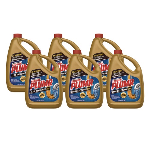 Drain Cleaners | Liquid Plumr 00228 80 oz. Gel Pro-Strength Full Clog Destroyer Plus PipeGuard (6/Carton) image number 0