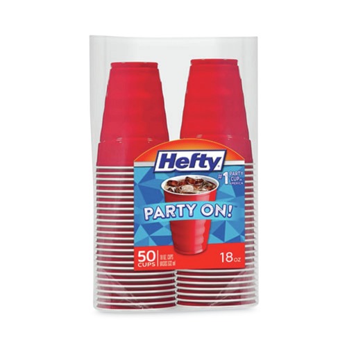 Cups | Hefty C21895 18 oz. Easy Grip Disposable Plastic Party Cups - Red (400/Carton) image number 0