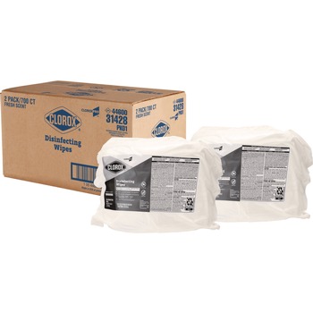 DISINFECTING AND CLEANING WIPES | Clorox 31428 1 Ply 7 in. x 8 in. Fresh Scent Disinfecting Wipes - White (2/Carton)