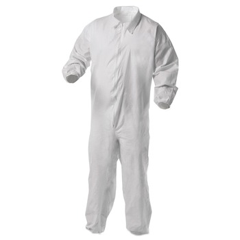 COVERALLS | Ansell 38930 A35 Zipper Front, Elastic Wrists and Ankles Liquid and Particle Protection Coveralls - 2X-Large, White (25/Carton)