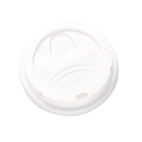 Cup Lids | Dixie D9542 10 oz. - 20 oz. Hot Cups Drink-Thru Dome Lids - White (100/Pack) image number 0
