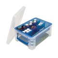 Office Boxes & Bins | Advantus 37371 6 Sections 10.38 in. x 14.25 in. x 6.5 in. Super Stacker Divided Storage Box - Clear/Blue image number 4