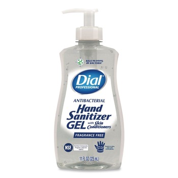 Dial Professional 1700035482 11 oz Gel Antibacterial Hand Sanitizer - Fragrance-Free (12/Carton)