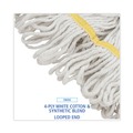 Mop Heads | Boardwalk BWK501WH 5 in. Headband Cotton/Synthetic Super Loop Wet Mop Head - Small, White (12/Carton) image number 6
