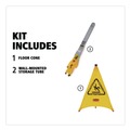 Signs | Rubbermaid Commercial FG9S0100YEL 3-Sided Fabric 21 in. x 21 in. x 30 in. Multilingual Pop-Up Wer Floor Safety Cone - Yellow image number 2