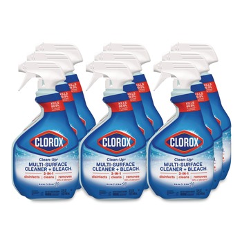 Clorox CLO30197 32 oz. Spray Bottle Clean-Up Multi-Surface Cleaner with Bleach - Rain Clean Scent (9/Carton)