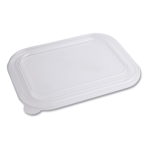 Food Containers & Lids | World Centric TRLCS10 7.8 in. x 10.2 in. x 0.5 in. Plastic Lids for TRSC60 Fiber Containers - Clear (400/Carton) image number 0