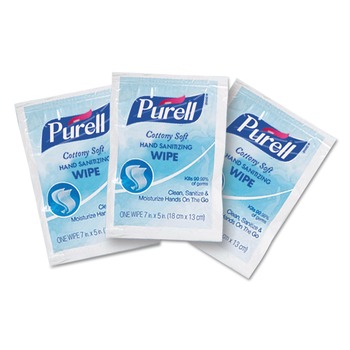 HAND SANITIZING WIPES | PURELL 9026-1M 5 in. x 7 in. Cottony Soft Individually Wrapped Sanitizing Hand Wipes - Unscented, White (1000/Carton)