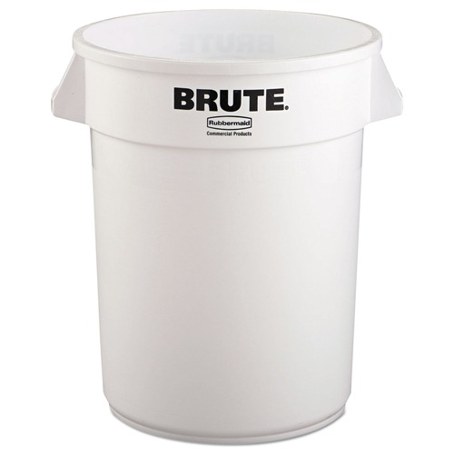 Indoor Waste Receptacles | Rubbermaid Commercial FG263200WHT 32 gal. Plastic Vented Round Brute Container - White image number 0