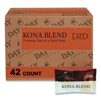  | Day to Day Coffee 23002 1.5 oz. Pack 100 Percent Pure Coffee - Kona Blend (42 Packs/Carton)