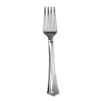 DISPOSABLE FORKS | WNA WNA 610155 Reflections Design Heavyweight Plastic Forks - Silver (600/Carton)