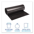 Low-Density Trash Bags | Boardwalk X7658XKKR01 38 in. x 58 in. 60 gal. 1.6 mil Recycled Low-Density Polyethylene Can Liners - Black (100/Carton) image number 3