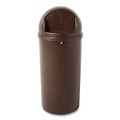 Indoor Waste Receptacles | Rubbermaid Commercial FG816088BRN Marshal 15-Gallon Plastic Round Classic Container - Brown image number 0