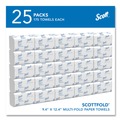 Perforated Roll & Hand Towels | Scott 01980 9.4 in. x 12.4 in. 1-Ply Pro Scottfold Towels - White (25 Packs/Carton) image number 1