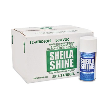 Sheila Shine SSCA10 10 oz. Low VOC Stainless Steel Cleaner and Polish Spray Can (12/Carton)