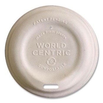 World Centric CUL-FB-12-LF Paper Fiber Lids for Cups Fits 10 oz. to 20 oz. Hot Cups - Natural (1000/Carton)