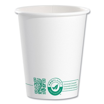 SOLO 370PLA-PLANET 10 oz. Compostable Paper Hot Cups - White/Green (50/Pack)