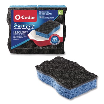  | O-Cedar 148377 2.63 in. x 4.25 in. x 1 in. Scrunge Heavy-Duty Sponge - Black/Blue (8 Packs/Carton)
